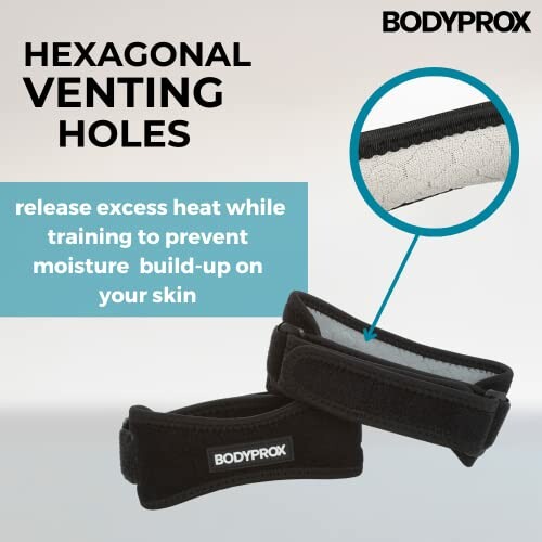 Bodyprox knee brace with hexagonal venting holes for heat release.