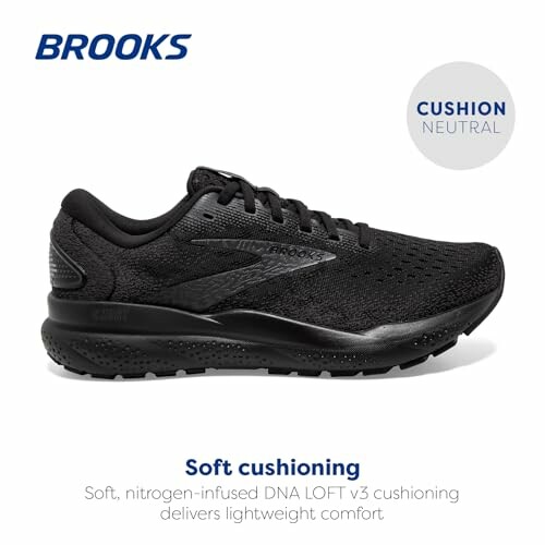 Black Brooks running shoe with soft cushioning