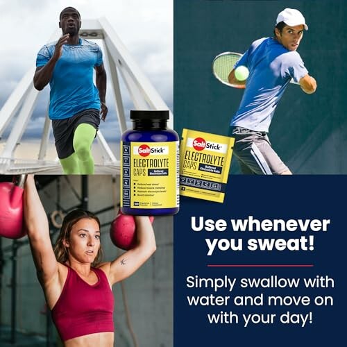 Athletes exercising with electrolyte supplement product.