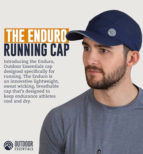 Man wearing the Enduro running cap by Outdoor Essentials.