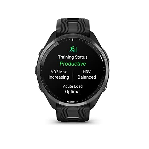 Garmin smartwatch displaying training status and health metrics.