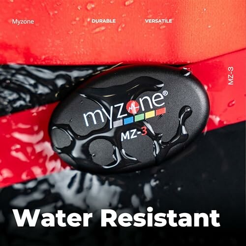 Myzone MZ-3 device showing water resistance feature.