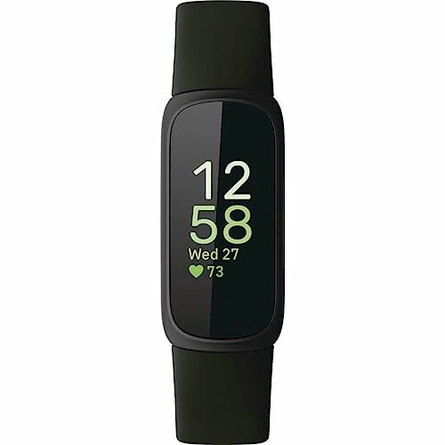 Smart fitness tracker watch displaying time and heart rate