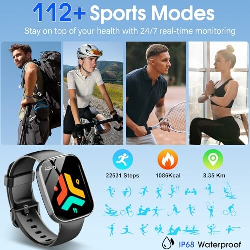 Smartwatch with fitness tracking and various sport modes.
