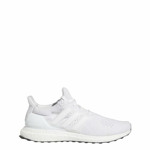 White sneaker with knitted design and cushioned sole