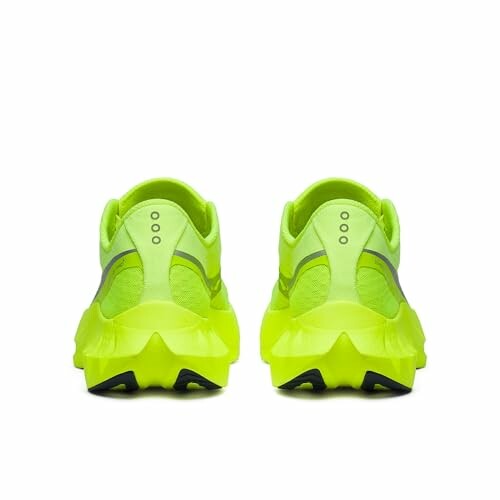 Back view of bright yellow sports shoes.
